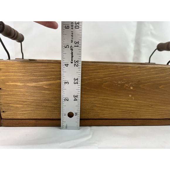 Vtg Decorative Country Farmhouse Wooden Fruit Storage Rectangle Basket W/Handles - Picture 6 of 6